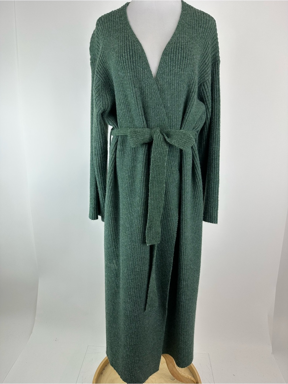 Anthropologie AMADI Ribbed Duster Cardigan Sweater Tie Waist Size XL